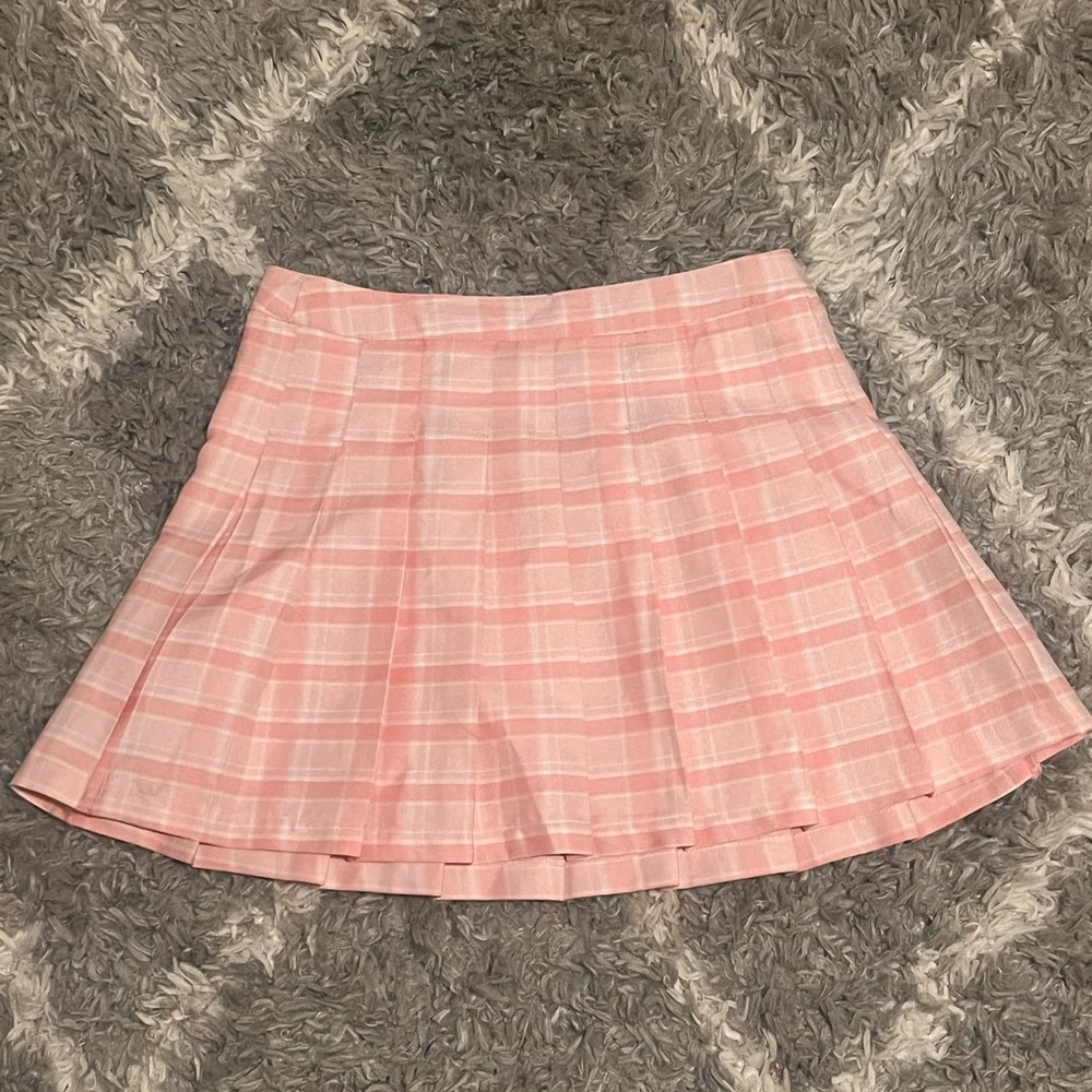 Pink Plaid Mini Skirt